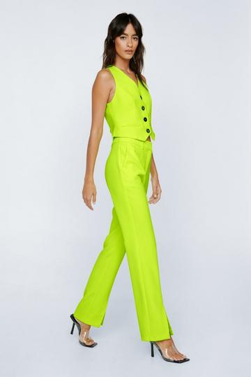 Premium Tailored Straight Leg Split Front Trousers lime