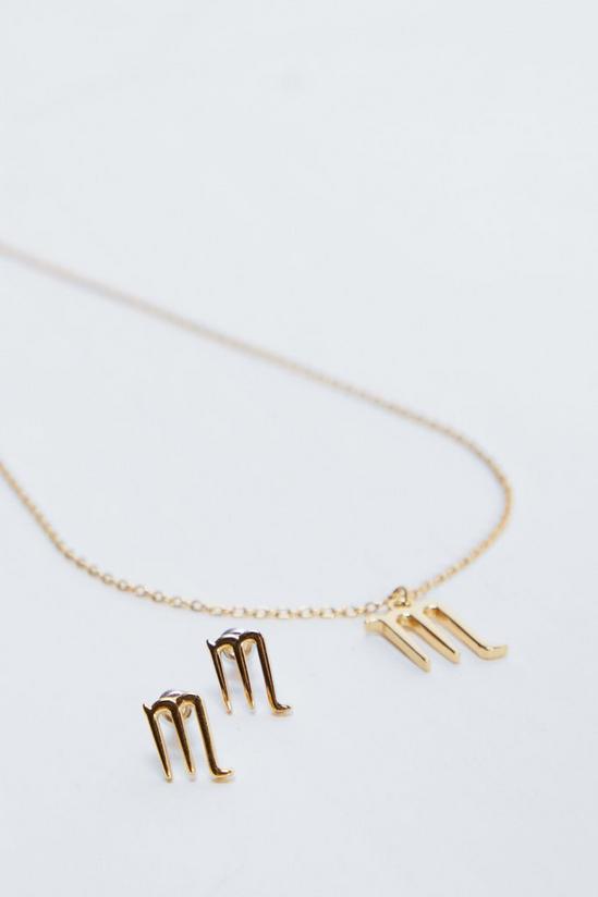 NastyGal Gold Plated Scorpio Star Sign Necklace And Earring Set 4