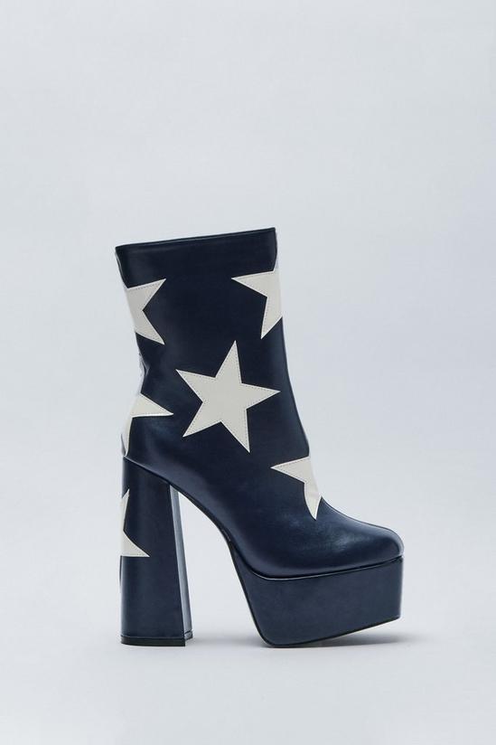 NastyGal Faux Leather Star Platform Ankle Boots 3