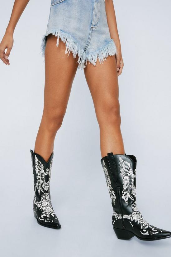 NastyGal Faux Leather Snake Print Cowboy Boots 2