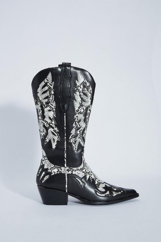NastyGal Faux Leather Snake Print Cowboy Boots 3