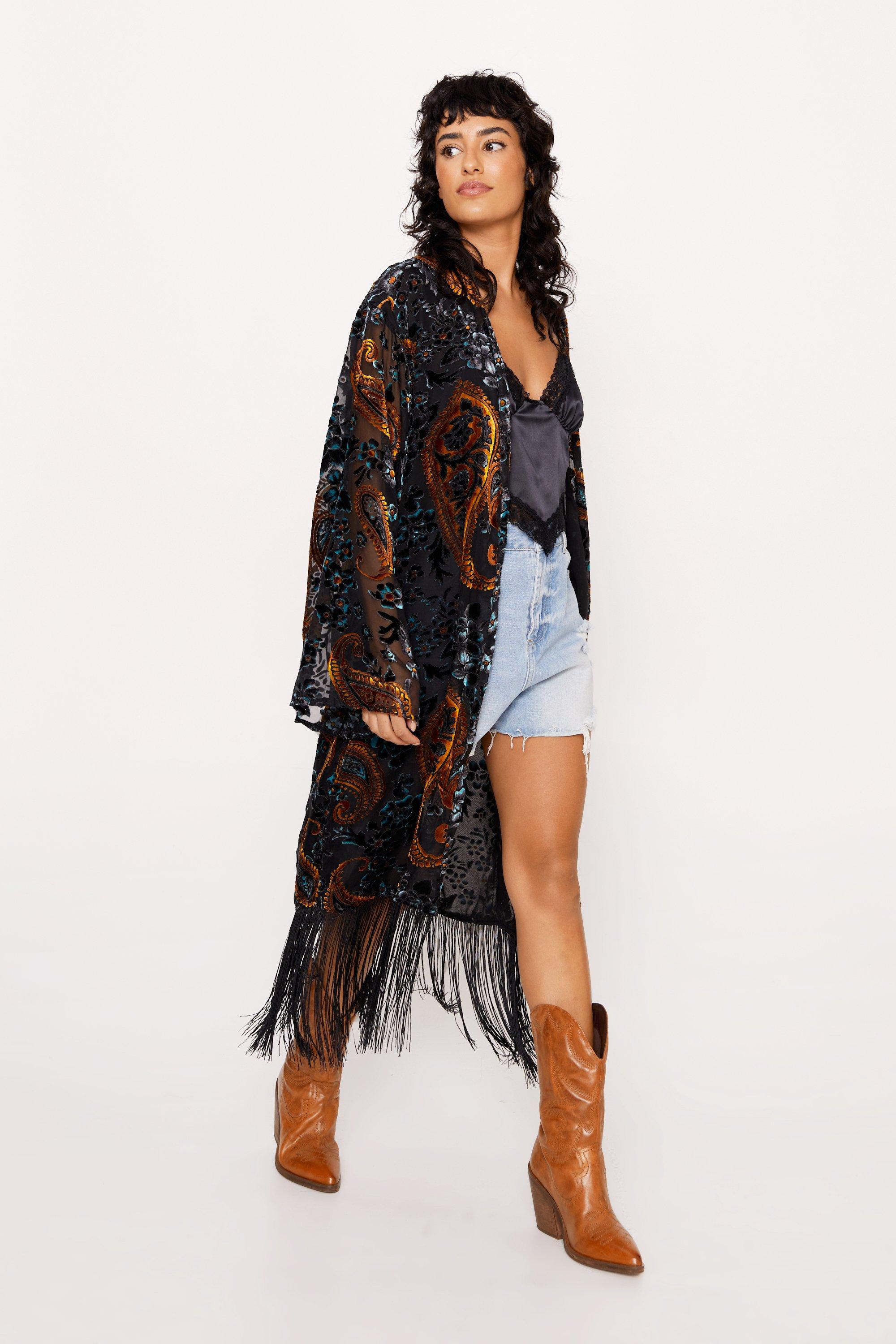 Aeo fringe midi sales kimono