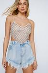 NastyGal Floral Beaded Mesh Strappy Top thumbnail 1