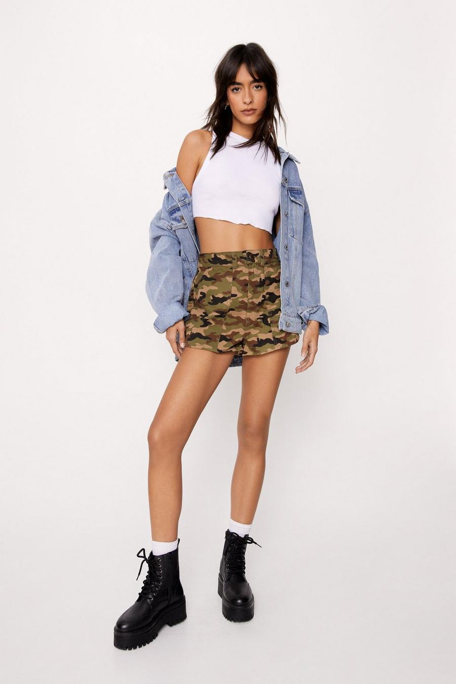 High Waist Camo Shorts