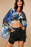NastyGal O Ring Butterfly Flared Sleeve Crop Top thumbnail 2