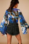 NastyGal O Ring Butterfly Flared Sleeve Crop Top thumbnail 4
