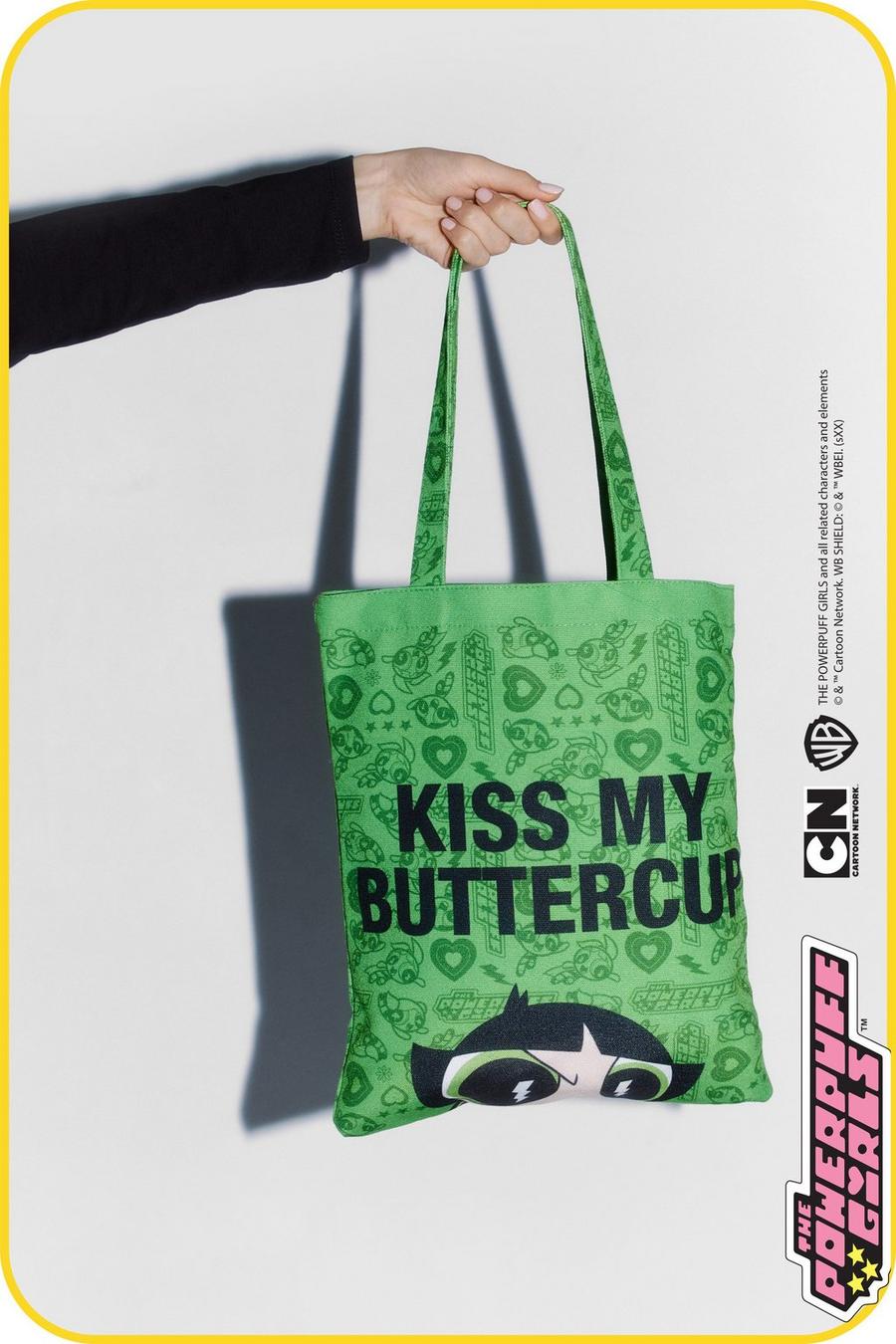 Green Kiss My Buttercup Powerpuff Tote Bag image number 1