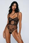 NastyGal Daisy Embroidered Polka Dot Lace Underwire Bodysuit thumbnail 1