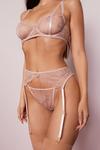 NastyGal Daisy Embroidered Polka Dot Lace Underwire 3pc Lingerie Set thumbnail 1