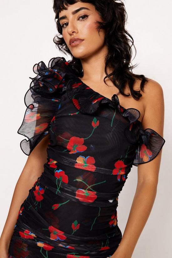 NastyGal One Shoulder Ruffle Detail Floral Dress 3