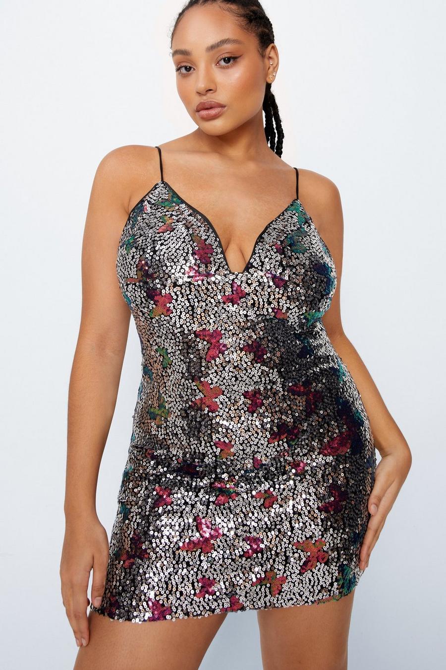 Women's Plus Size Butterfly Sequin Cami Mini Dress | Boohoo UK