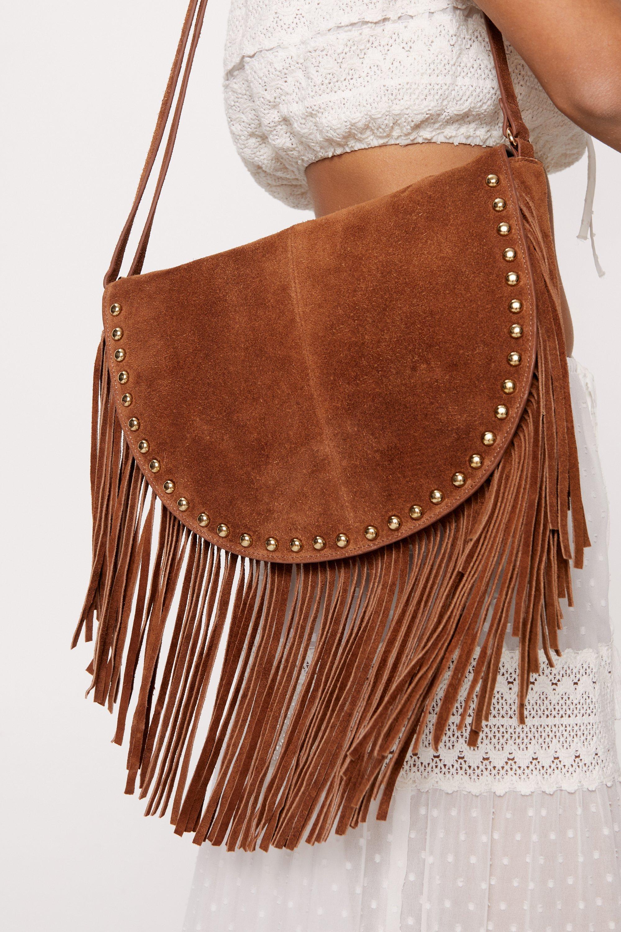 Boohoo Suedette Fringed Cross Body Bag