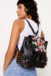 NastyGal Floral Embriodery & Studded Backpack thumbnail 1