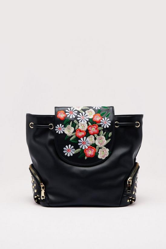 NastyGal Floral Embriodery & Studded Backpack 3
