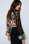 NastyGal Floral Chiffon Lace Trim Tie Front Top thumbnail 4