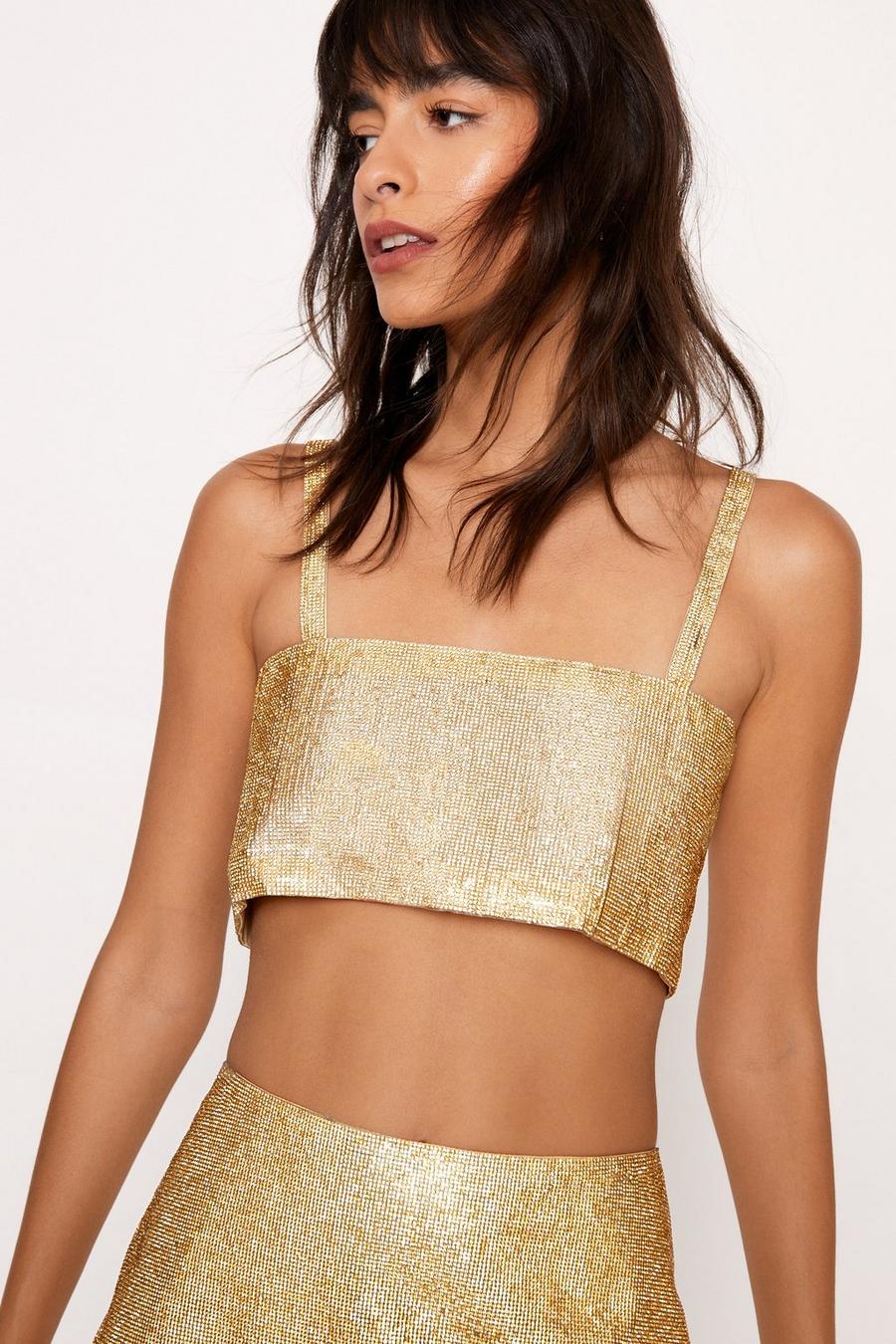 Gold All Over Diamante Cami Top