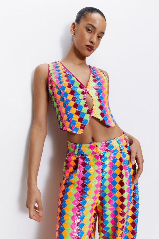 NastyGal Sequin Cropped Tailored Tank Top 3