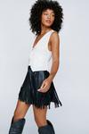 NastyGal Premium Faux Leather Fringe Mini Skirt thumbnail 3