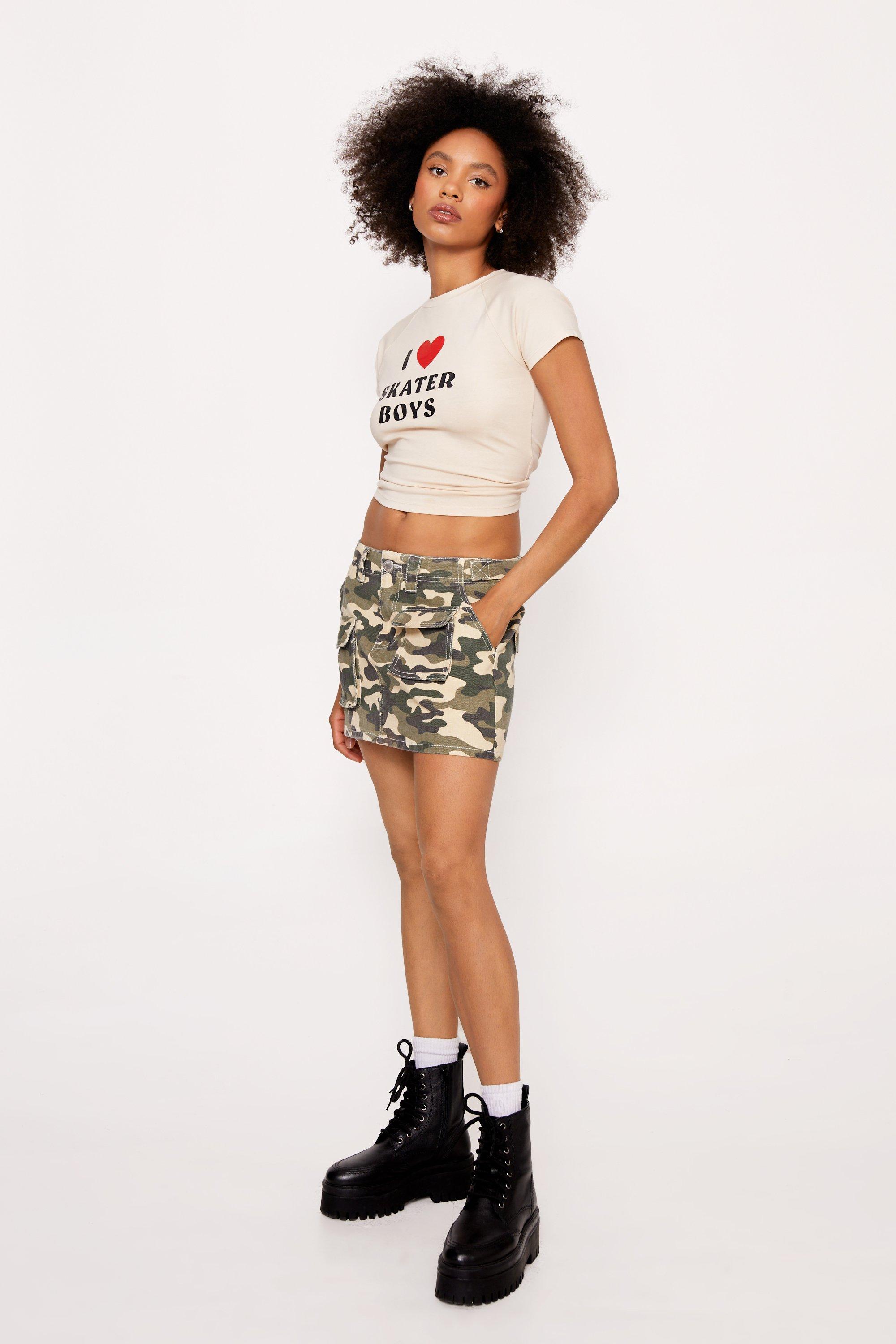 Camouflage shop skirt boohoo