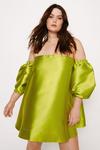 NastyGal Plus Size Structured Bardot Puff Sleeve Mini Dress thumbnail 1