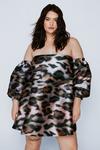 NastyGal Plus Size Leopard Print Bardot Structured Mini Dress thumbnail 1