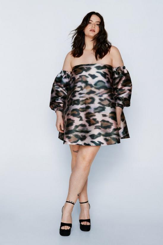 NastyGal Plus Size Leopard Print Bardot Structured Mini Dress 2
