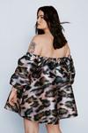 NastyGal Plus Size Leopard Print Bardot Structured Mini Dress thumbnail 4