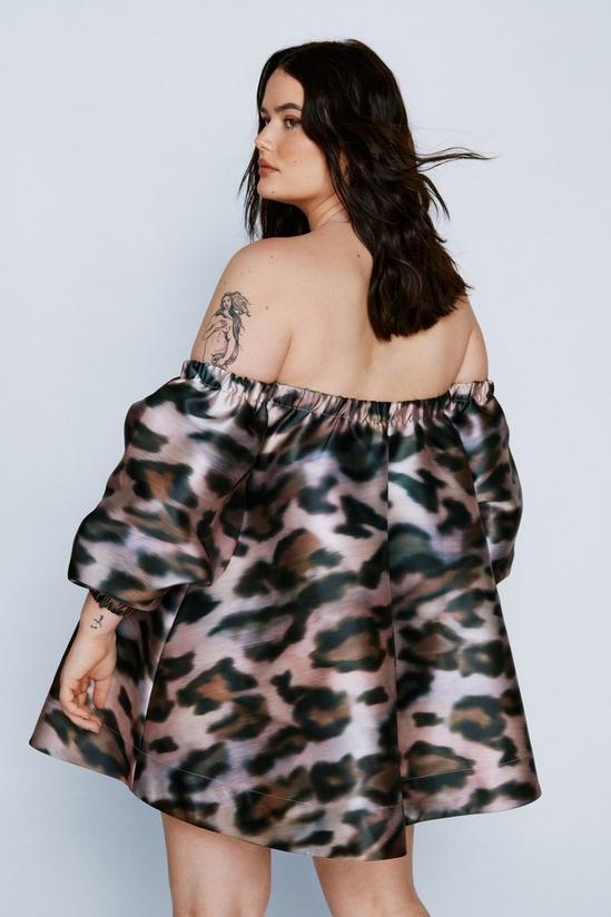 NastyGal Plus Size Leopard Print Bardot Structured Mini Dress 4
