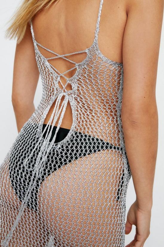NastyGal Metallic Fringe Hem Crochet Maxi Dress 2
