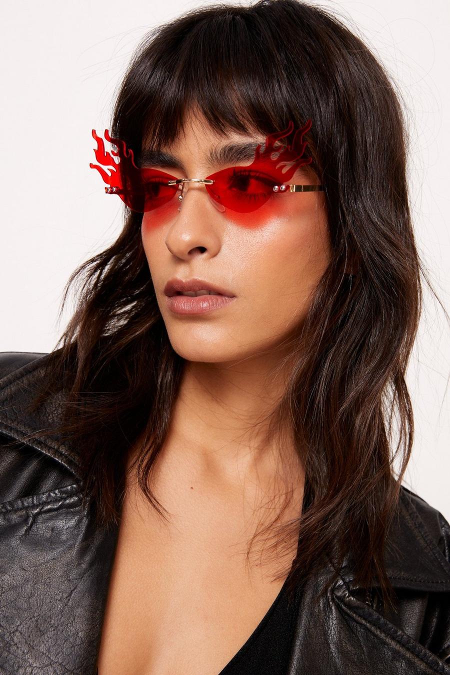 Red Flame Detail Sunglasses