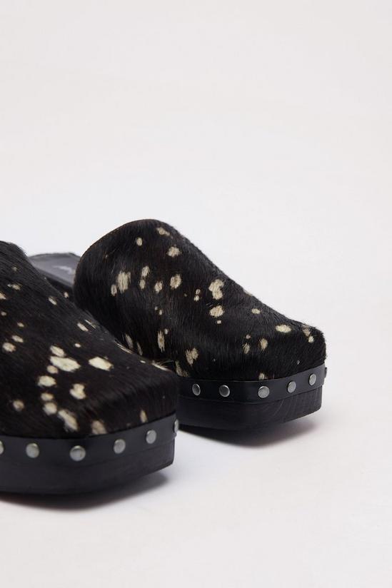 NastyGal Hair On Studded Square Toe Clogs 4