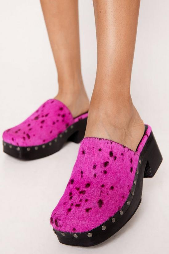 NastyGal Hair On Studded Square Toe Clogs 2