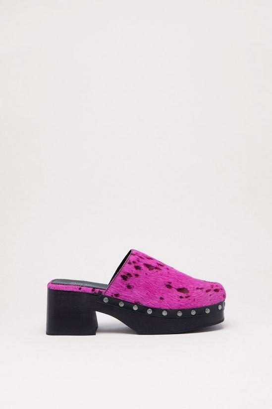 NastyGal Hair On Studded Square Toe Clogs 3