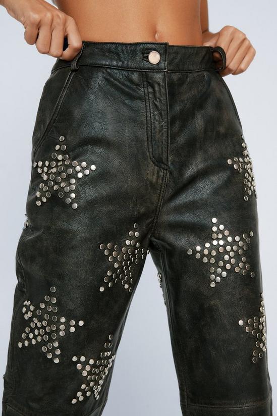 NastyGal Real Leather Star Studded Straight Leg Pants 2
