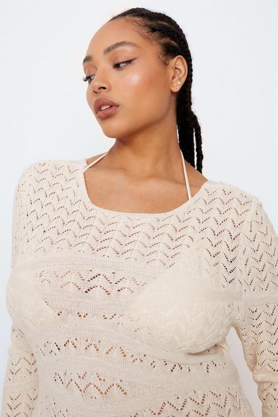 NastyGal Plus Size Long Sleeve Open Back Crochet Maxi Dress 2