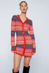 NastyGal Petite Contrast Stripe Button Up Knit Mini Dress thumbnail 1