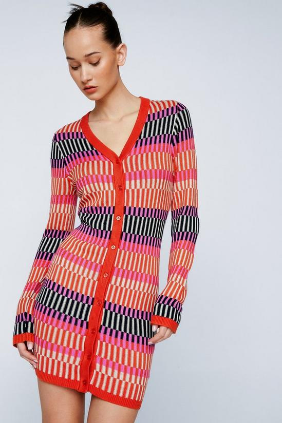 NastyGal Petite Contrast Stripe Button Up Knit Mini Dress 3
