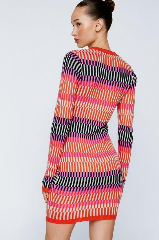 NastyGal Petite Contrast Stripe Button Up Knit Mini Dress 4