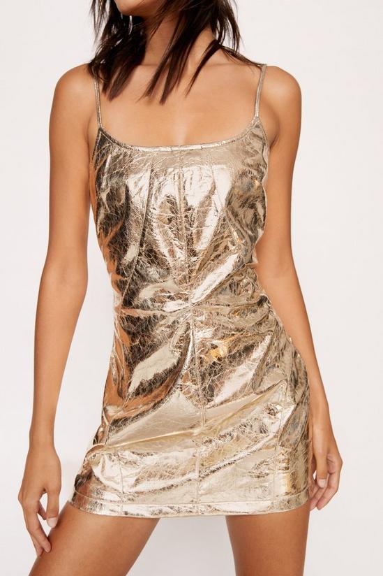 NastyGal Crackle Faux Leather Strappy Mini Dress 1