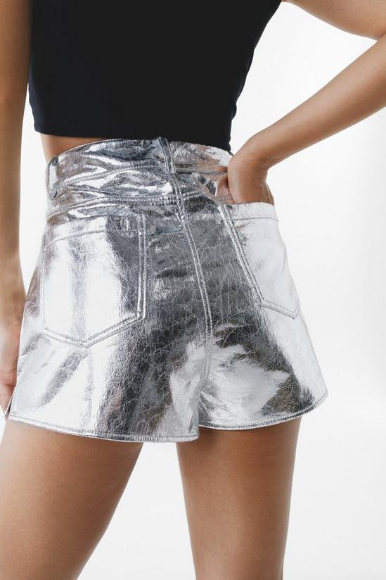 NastyGal Crackle Faux Leather Shorts 4