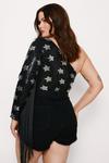 NastyGal Plus Size One Shoulder Star Sequin Fringe Bodysuit thumbnail 4
