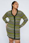 NastyGal Plus Size Contrast Stripe Button Up Knit Mini Dress thumbnail 1