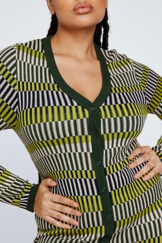 NastyGal Plus Size Contrast Stripe Button Up Knit Mini Dress 3