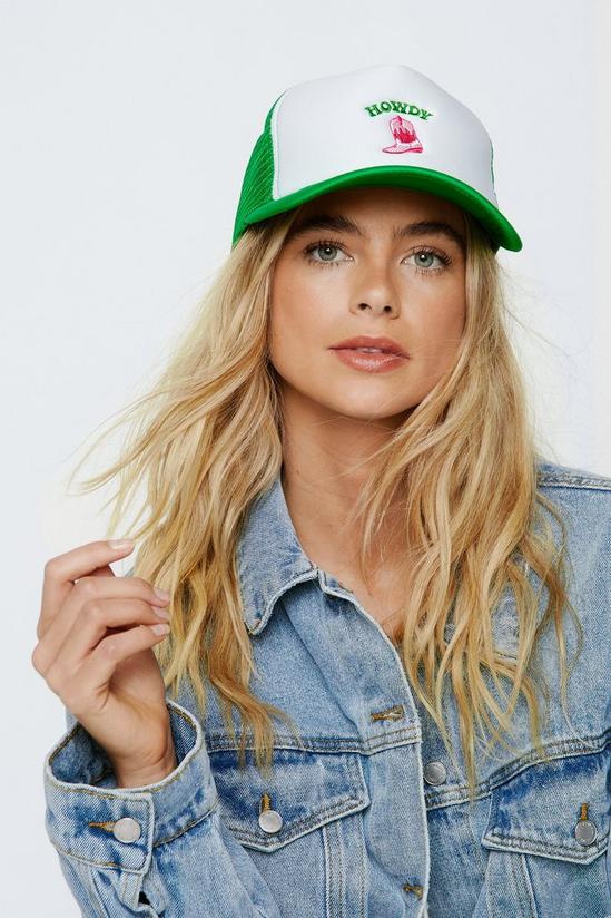 NastyGal Howdy Cowboy Boot Embroidery Trucker Hat 2