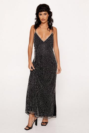 Strappy Beaded Maxi Dress black