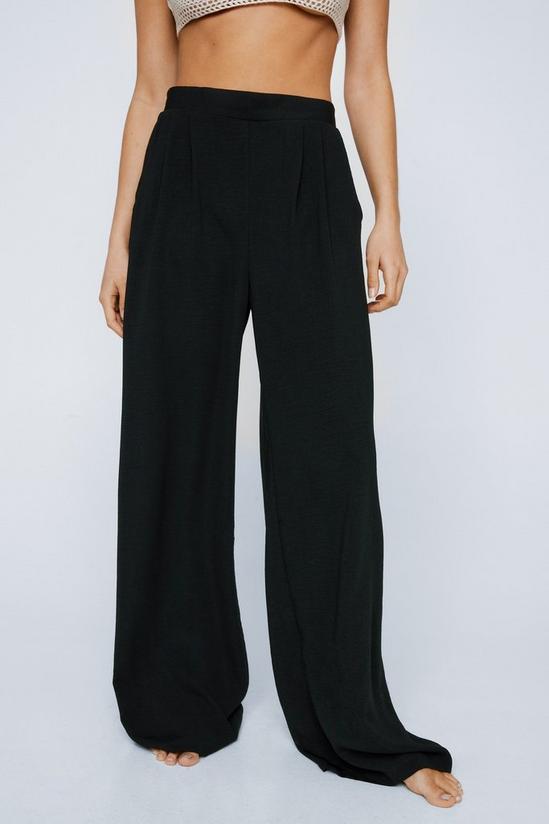 NastyGal Textured Pleated Wide Leg Trousers 3