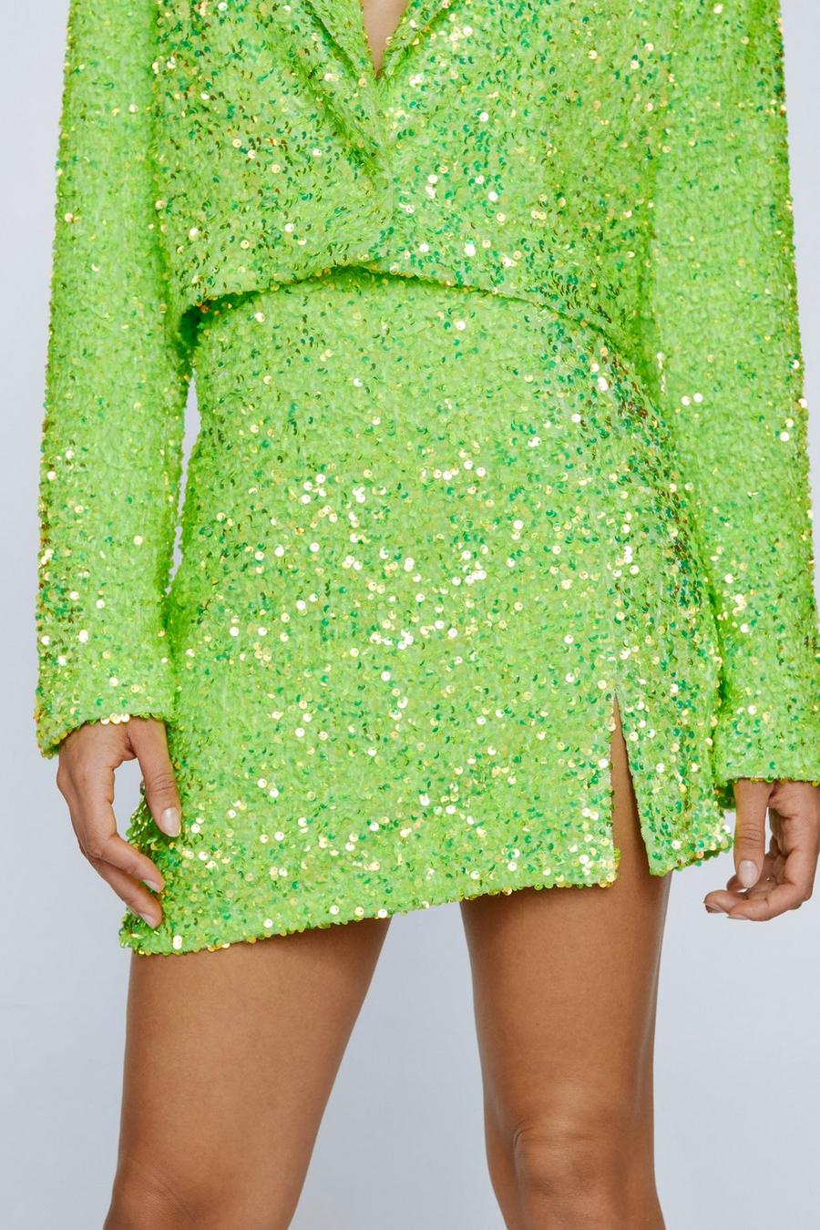 Green Premium Sequin Mini Skirt
