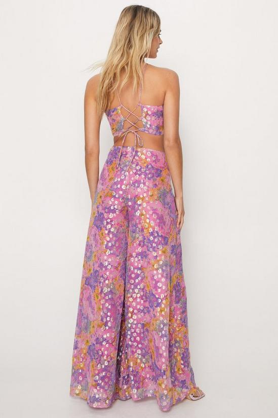 NastyGal Metallic Floral Strappy Back Jumpsuit 4
