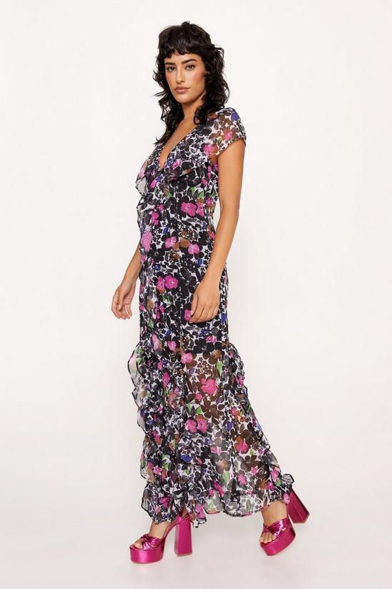NastyGal Floral Chiffon Ruffle Maxi Dress 4