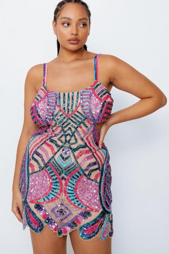 NastyGal Plus Size Abstract Embellished Cut Out Mini Dress 2